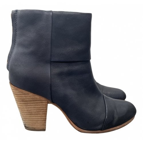 Pre-owned Rag & Bone Leather Ankle Boots In Navy