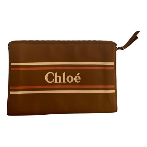 Pre-owned Chloé Leather Clutch Bag In Camel
