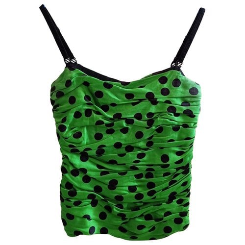 Pre-owned D&g Silk Corset In Green