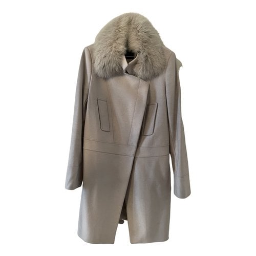 Pre-owned Pinko Wool Coat In White