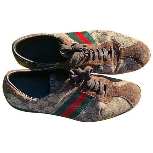 Pre-owned Gucci Cloth Low Trainers In Brown