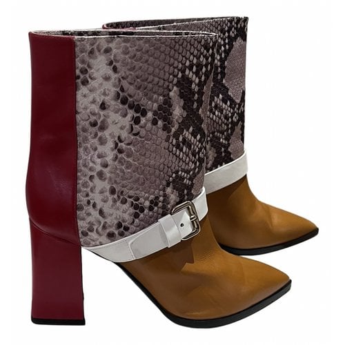 Pre-owned Pollini Leather Ankle Boots In Multicolour