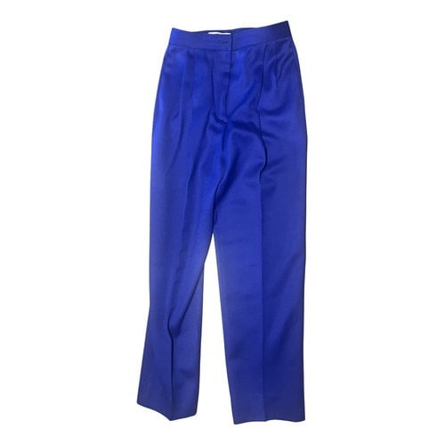 Pre-owned Valentino Wool Straight Pants In Blue