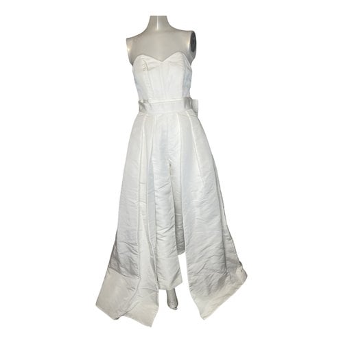 Pre-owned Alexia Maria Silk Jumpsuit In White