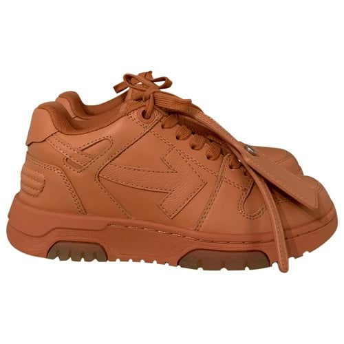 Pre-owned Off-white Cloth Trainers In Brown
