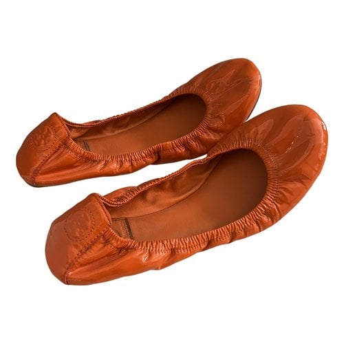 Pre-owned Tory Burch Leather Ballet Flats In Orange