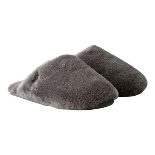 Pre-owned Ugg Shearling Mules In Grey