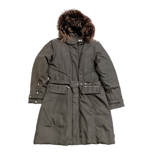 Pre-owned Moncler Long Puffer In Brown