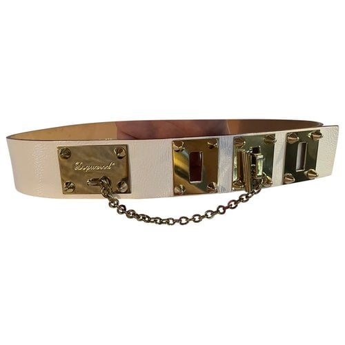 Pre-owned Dsquared2 Leather Belt In White