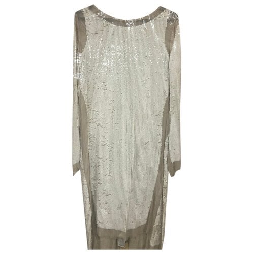 Pre-owned Allsaints Silk Mid-length Dress In Ecru