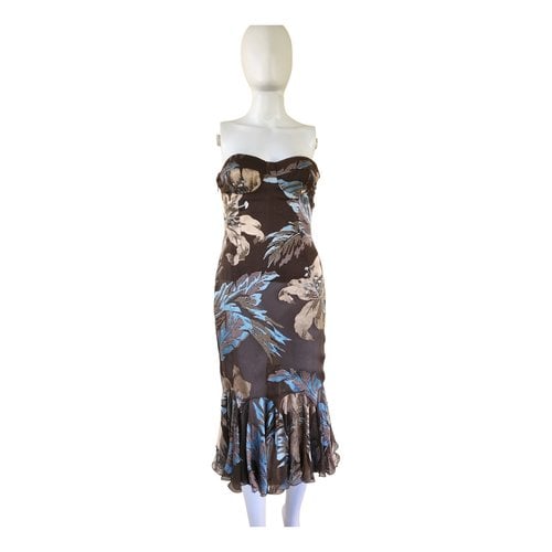 Pre-owned Givenchy Silk Mid-length Dress In Brown