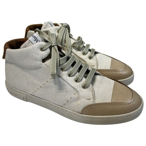 Pre-owned Max Mara Leather Trainers In Beige