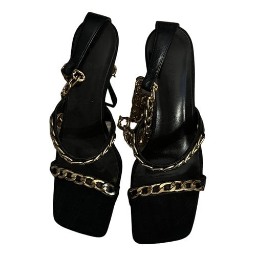 Pre-owned By Far Leather Sandals In Black