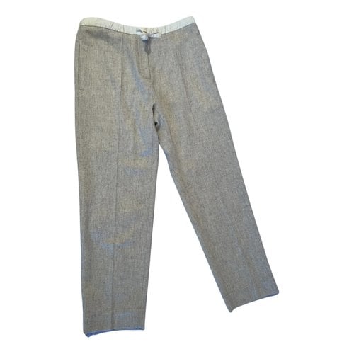 Pre-owned Jil Sander Wool Straight Pants In Beige