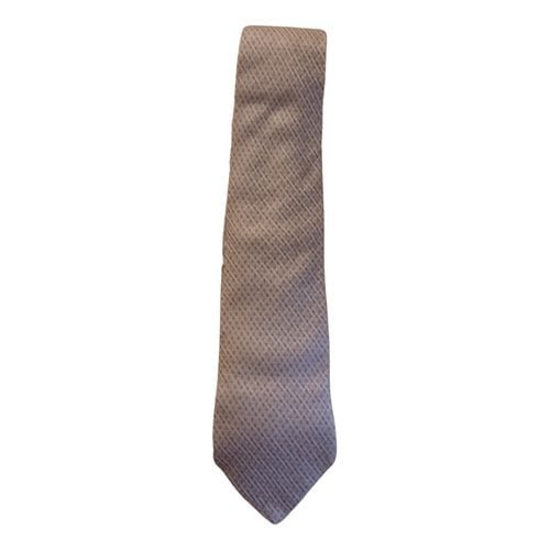 Pre-owned Giorgio Armani Silk Tie In Beige