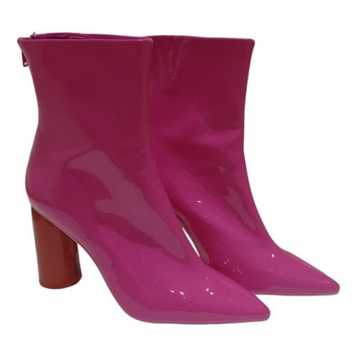 Pre-owned Jeffrey Campbell Vegan Leather Ankle Boots In Pink