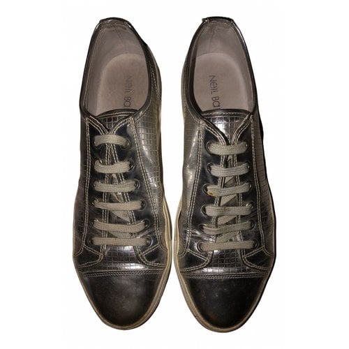 Pre-owned Neil Barrett Leather Low Trainers In Silver