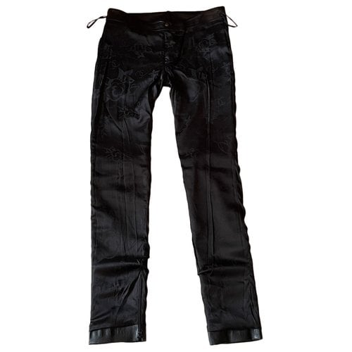 Pre-owned Chanel Leather Trousers In Black