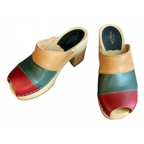 Pre-owned Swedish Hasbeens Leather Mules In Multicolour