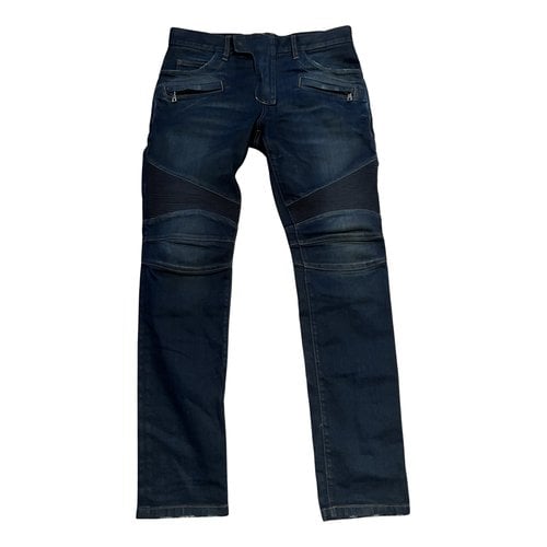 Pre-owned Balmain Straight Jeans In Navy