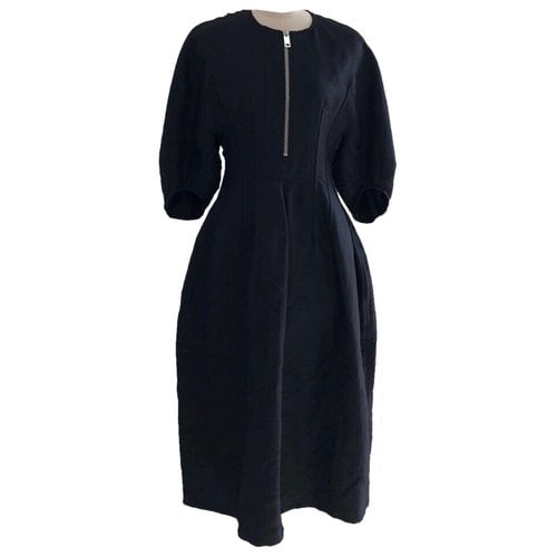 Pre-owned Celine Linen Mid-length Dress In Black