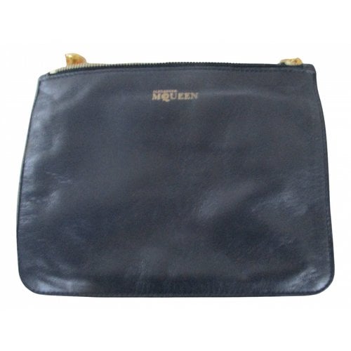 Pre-owned Alexander Mcqueen Leather Clutch Bag In Navy