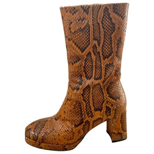 Pre-owned Miista Leather Ankle Boots In Brown