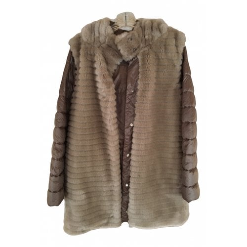 Pre-owned Marella Faux Fur Coat In Beige