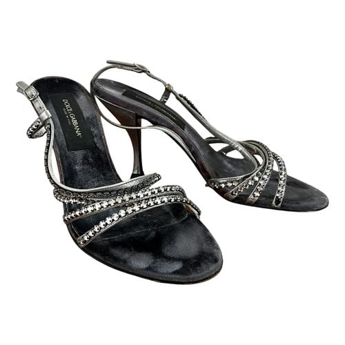 Pre-owned Dolce & Gabbana Leather Sandal In Metallic