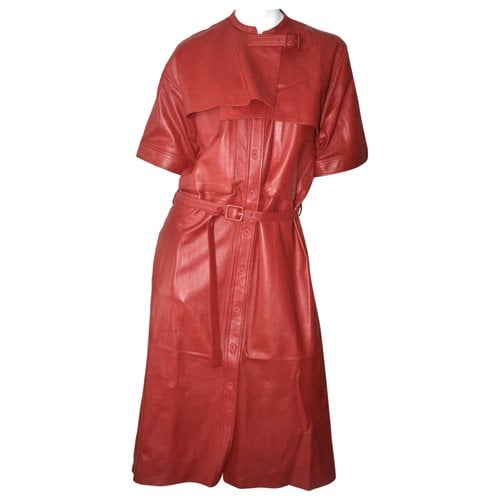 Pre-owned Joseph Leather Mid-length Dress In Red
