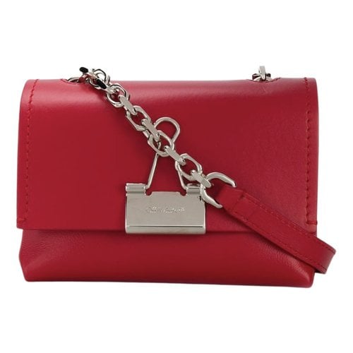 Pre-owned Off-white Leather Crossbody Bag In Red
