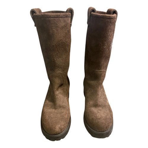 Pre-owned Dolce & Gabbana Biker Boots In Brown