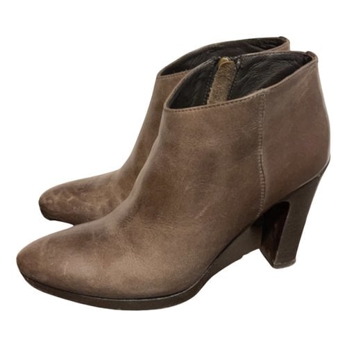 Pre-owned Buttero Leather Ankle Boots In Brown