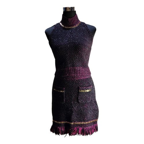 Pre-owned Versace Skirt Suit In Burgundy