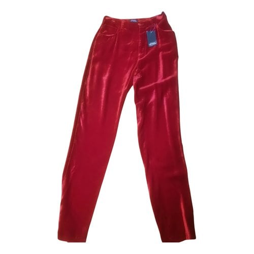 Pre-owned Trussardi Velvet Straight Pants In Red