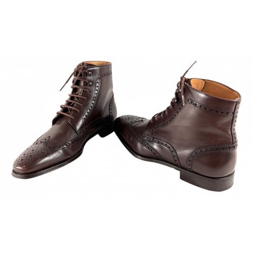 Pre-owned Magnanni Leather Boots In Brown