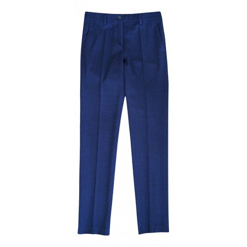 Pre-owned Etro Wool Straight Pants In Blue