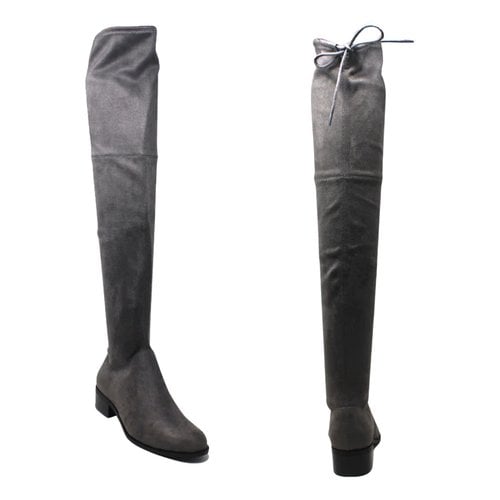 Pre-owned Charles David Vegan Leather Boots In Grey
