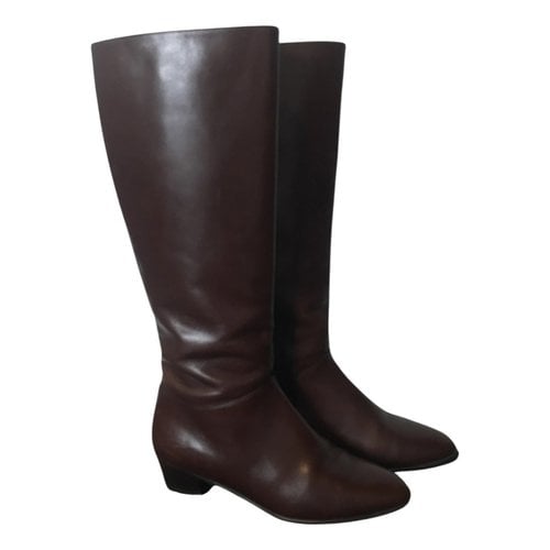 Pre-owned Bally Leather Riding Boots In Brown