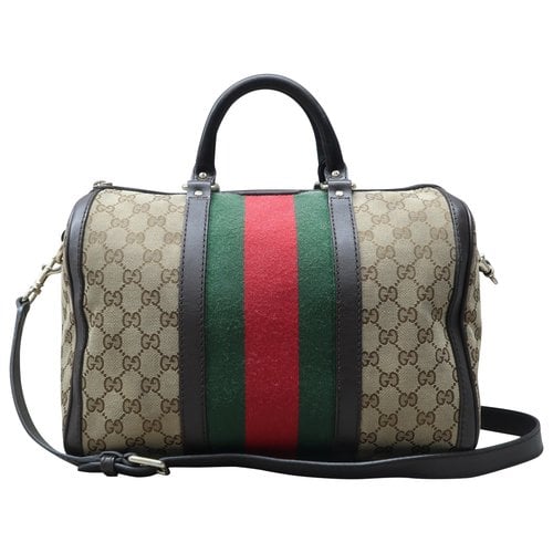 Pre-owned Gucci Cloth Satchel In Brown