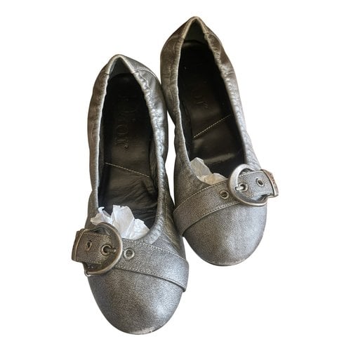 Pre-owned Dior Leather Ballet Flats In Metallic