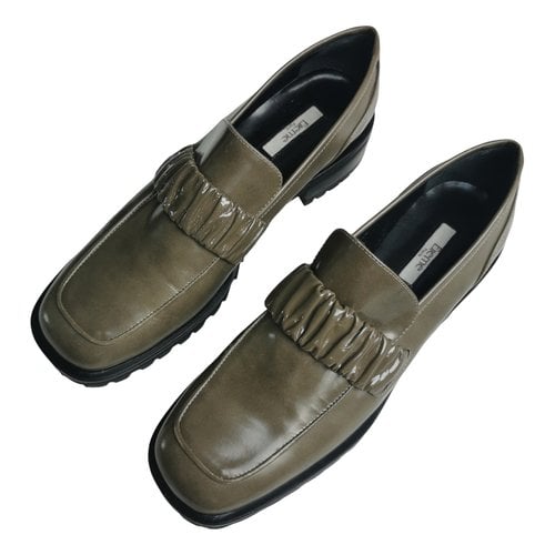Pre-owned Elleme Patent Leather Flats In Khaki