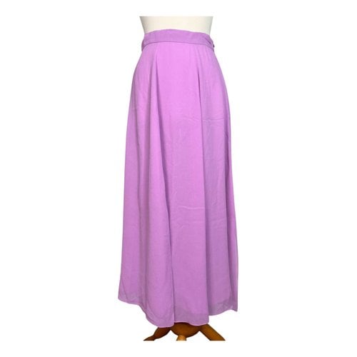 Pre-owned Max Mara Silk Maxi Skirt In Purple