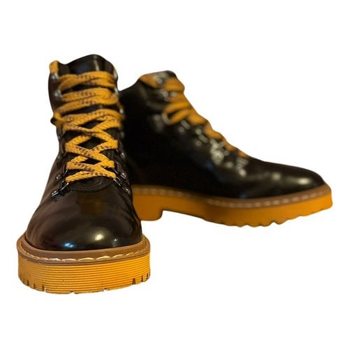 Pre-owned Hogan Leather Lace Up Boots In Black