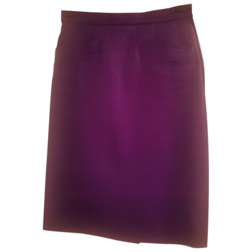 Pre-owned Saint Laurent Leather Mid-length Skirt In Purple