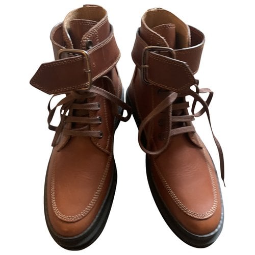 Pre-owned Apc Leather Ankle Boots In Brown