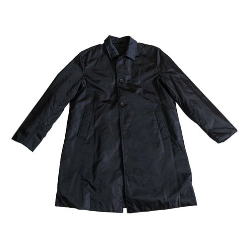 Pre-owned Prada Wool Trenchcoat In Black