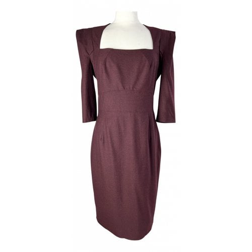 Pre-owned Tara Jarmon Wool Mid-length Dress In Burgundy