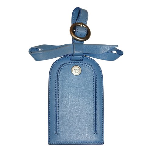 Pre-owned Chanel Leather Bag Charm In Blue