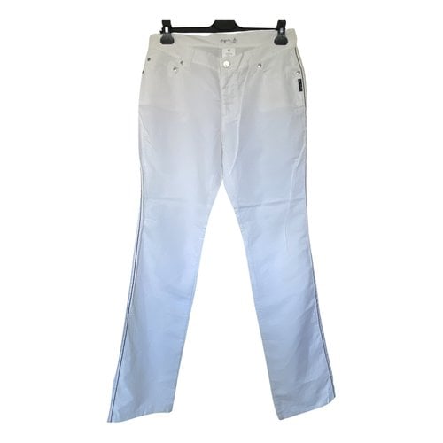 Pre-owned Agnès B. Linen Straight Pants In White